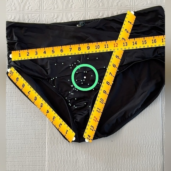 Aqua Green Swimsuit Bikini Bottom Ruched Sides Black XL - Picture 2 of 11